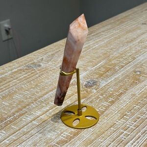 Fire Quartz Crystal Wand Scepter with Flash & Gold Stand